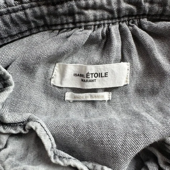 Isabel Etoile Marant Tie Dye Acid Wash Print Mock Neck Button up top - Picture 7 of 13